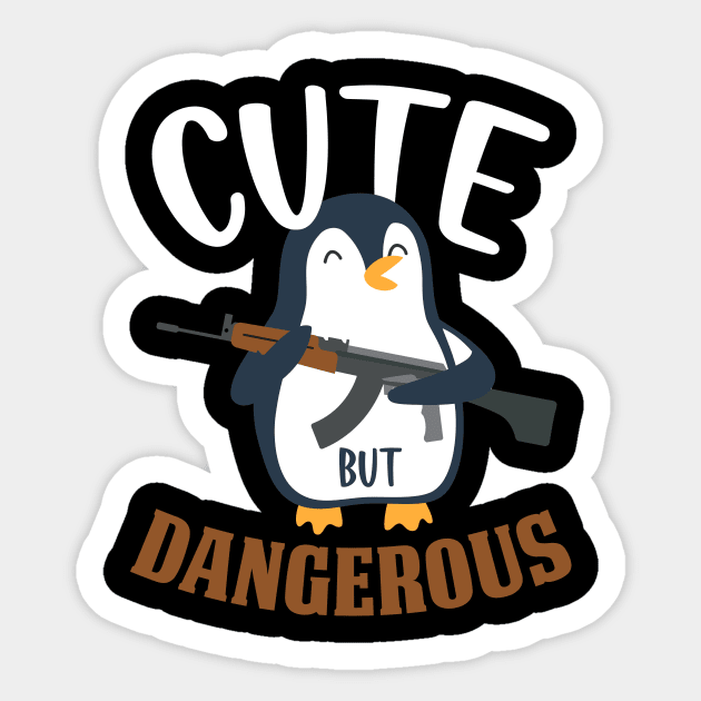 Cute But Dangerous  Funny Penguin Gift Sticker by CatRobot